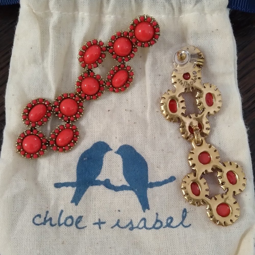 Stella & Dot coral-red earrings